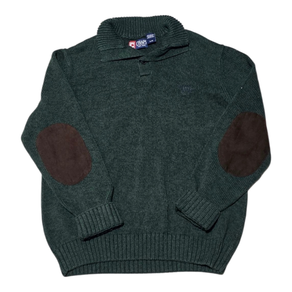 Vintage 2000's Chaps Peppy Forest Green Sweater Cotton LARGE